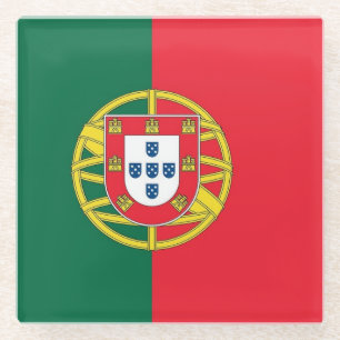 Glass coaster with flag of Portugal