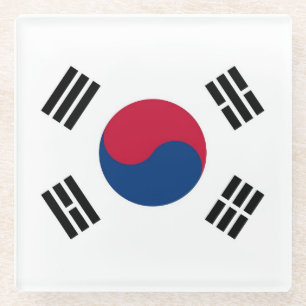 Glass coaster with flag of South Korea