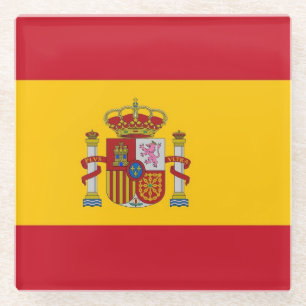 Glass coaster with flag of Spain