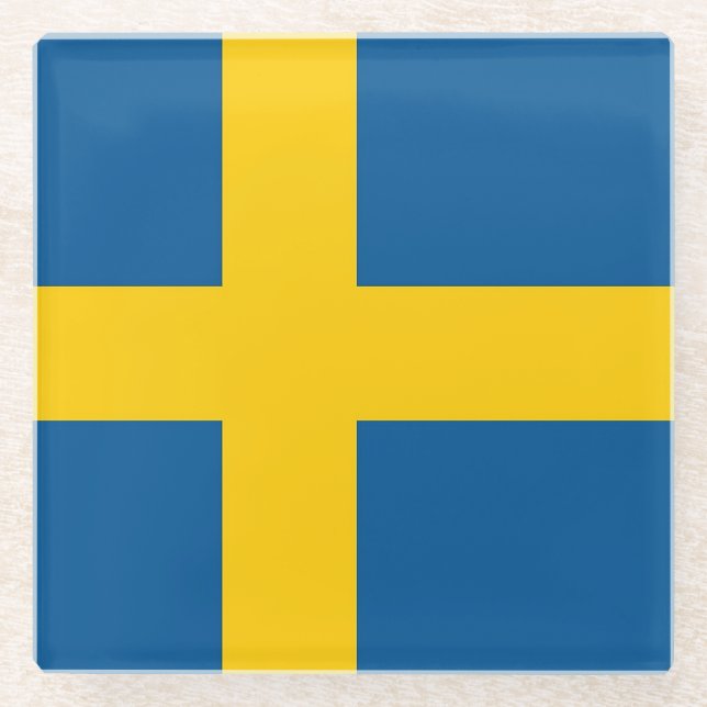 Glass coaster with flag of Sweden (Front)