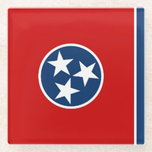 Glass coaster with flag of Tennessee, USA