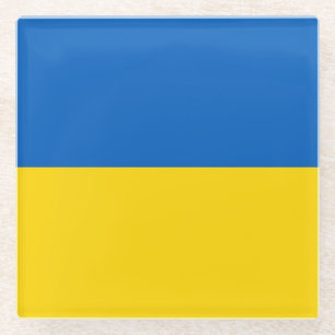 Glass coaster with flag of Ukraine