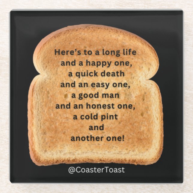  Glass Coaster with Funny Witty Toast (Front)