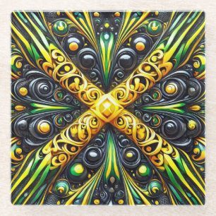 Glass coaster with Jamaican Colours