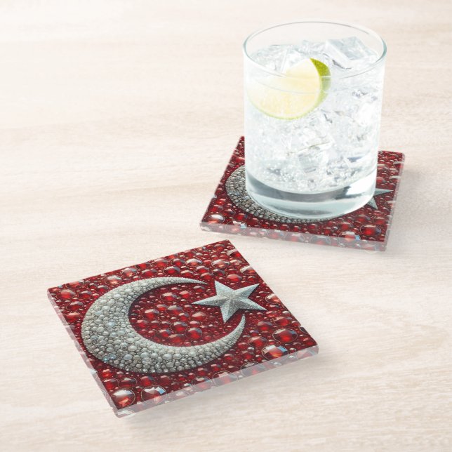 Glass coaster with Turkish Colours (Angled)