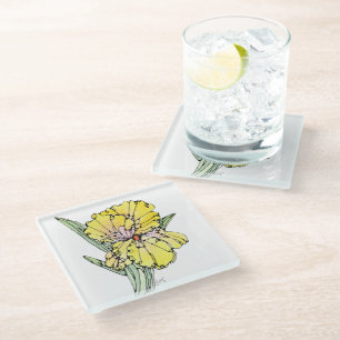Glass Coaster - Yellow Iris