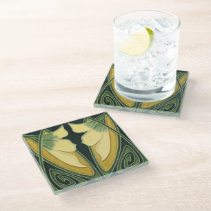 Glass Coasters - Art Nouveau Floral