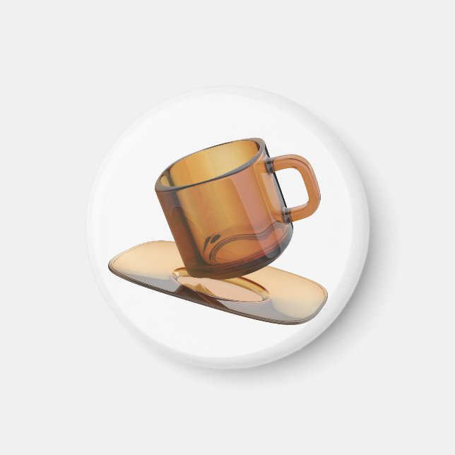 Glass coffee cup with a saucer magnet (Front)