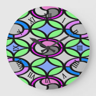 Glass colored tiled large clock