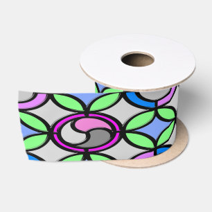 Glass colored tiled satin ribbon