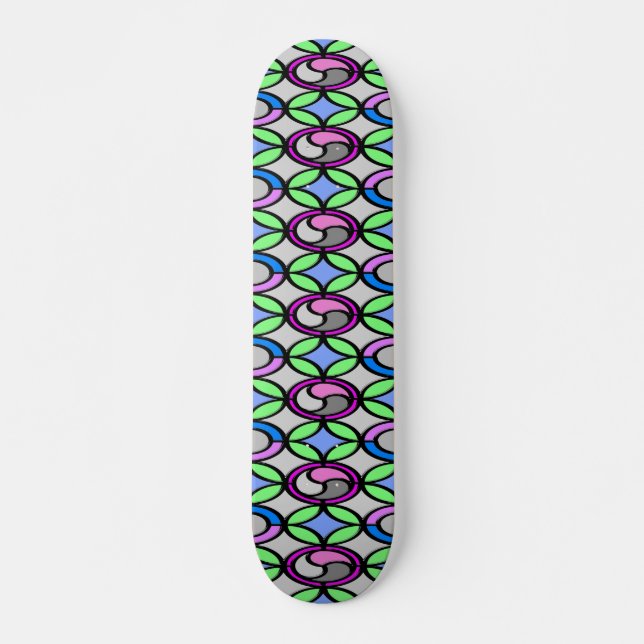Glass colored tiled skateboard (Front)