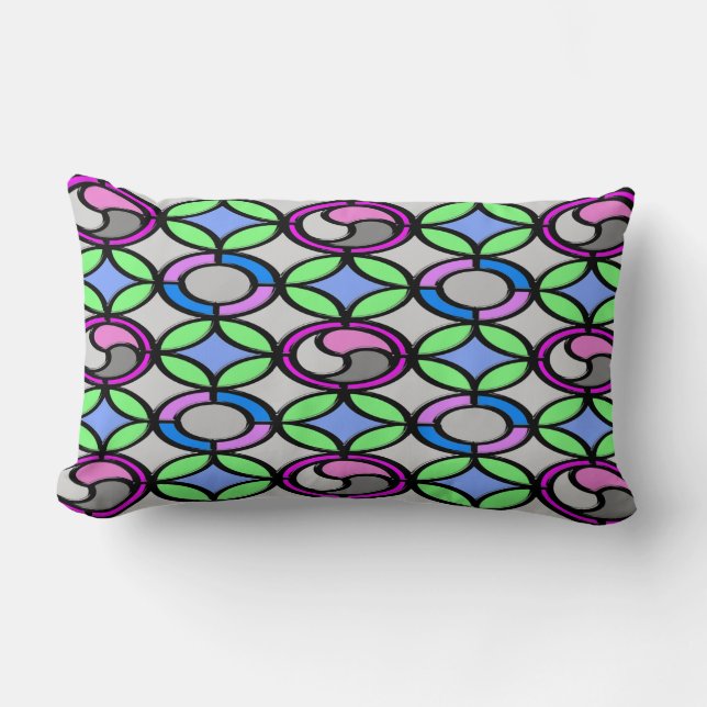 Glass coloured tiled lumbar pillow (Front)