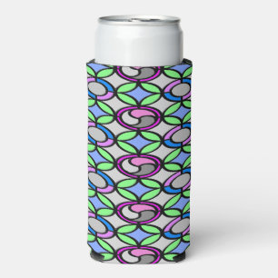 Glass colourful tiled pattern seltzer can cooler