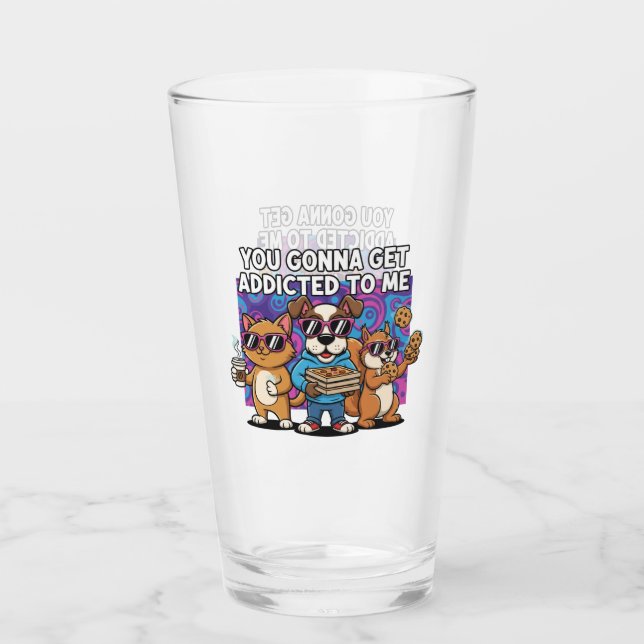 Glass Cup funny cartoon pets glass (Front)