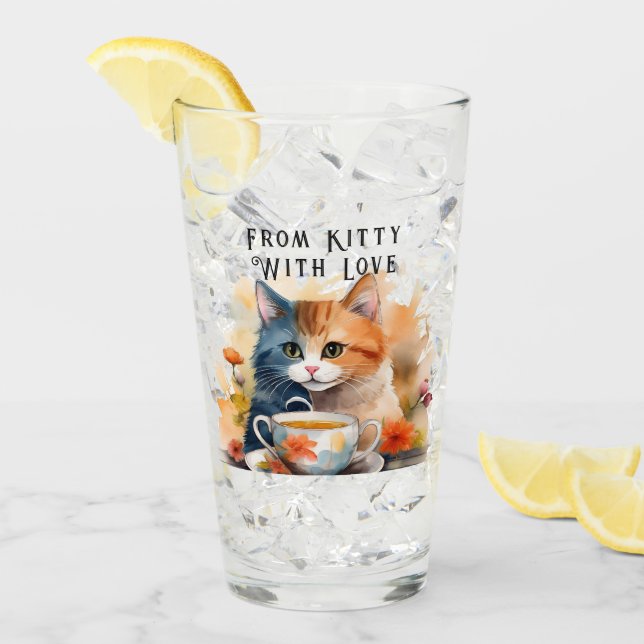 Glass Cup - Kitty Gift (Front Ice)