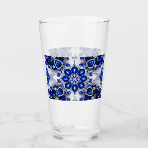 Glass cup with Blue White Colours