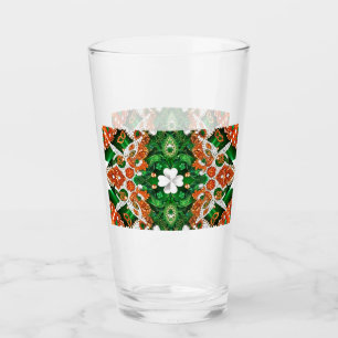 Glass cup with Irish Colours clover leaf