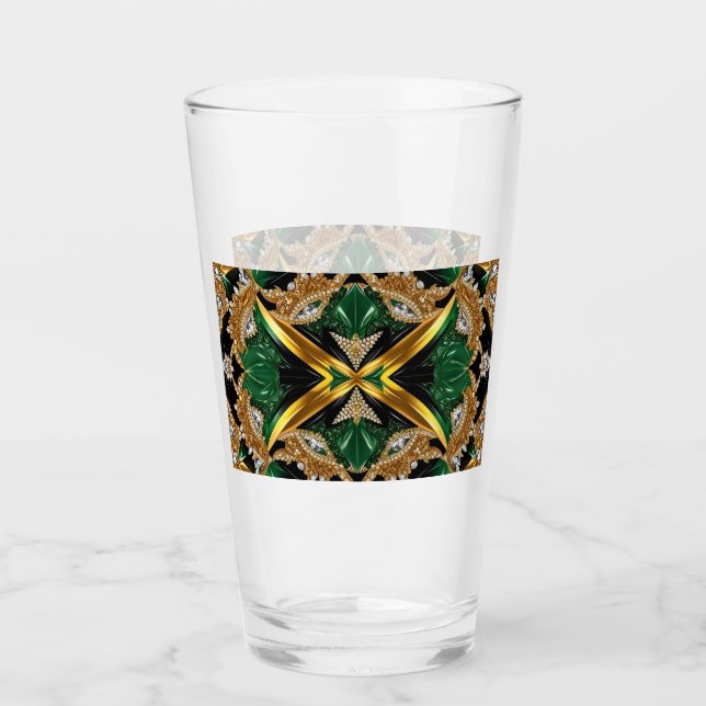 Glass cup with Jamaican Colours (Front)