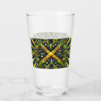 Glass cup with Jamaican Colours