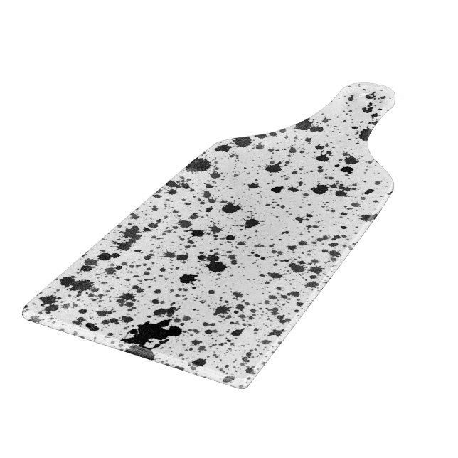 Glass Cutting Board - Black and White Splatters (Corner)