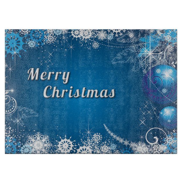 Glass Cutting Board/Blue Ornaments Board (Front)