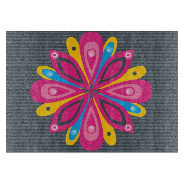 Glass Cutting Board Burst Grey (Front)