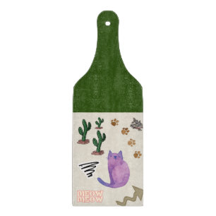 Glass Cutting Board Cat Fish Cactus Meow