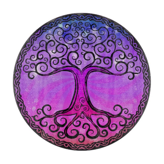 Glass Cutting Board - 'Celtic Tree of Life' (Front)