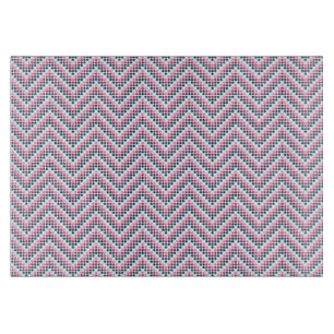 Glass Cutting Board Chevron Dots Pink+
