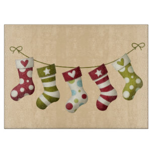 Glass Cutting Board/Christmas Stockings Board