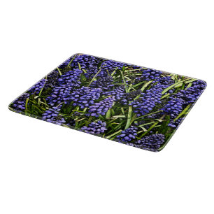 GLASS CUTTING BOARD "GRAPE HYACINTHS"