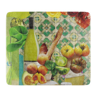 Glass Cutting Board Green Mexican Tile