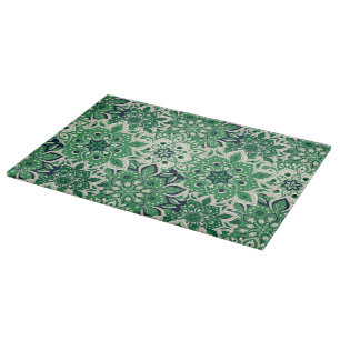 Glass Cutting Board Green Tile