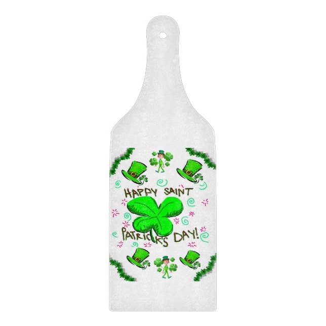 Glass Cutting Board Happy St. Patrick's Day (Front)