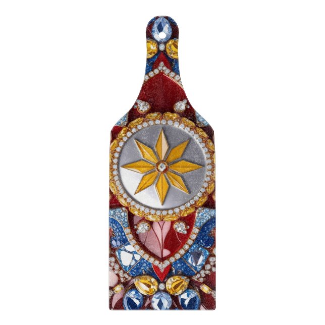 Glass cutting board paddle Colombian Colours (Front)