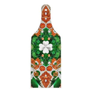 Glass cutting board paddle Irish Colours