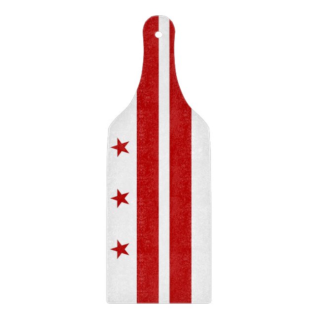 Glass cutting board paddle Washington DC flag (Front)