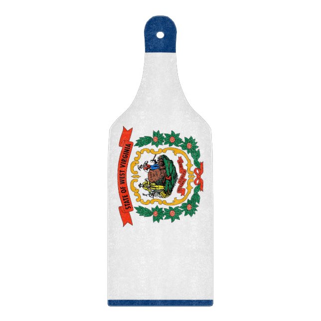Glass cutting board paddle West Virginia flag (Front)