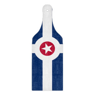 Glass cutting board paddle with flag Indianapolis