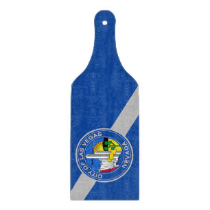 Glass cutting board paddle with flag Las Vegas