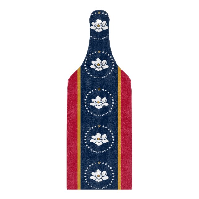 Glass cutting board paddle with flag Mississippi (Front)