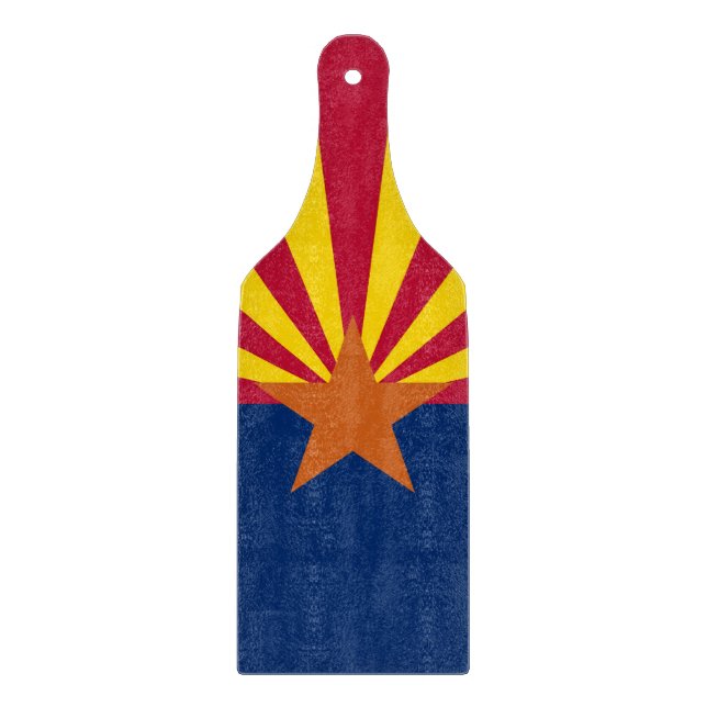 Glass cutting board paddle with flag of Arizona (Front)