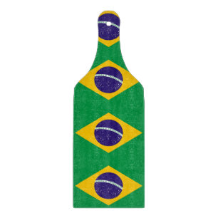 Glass cutting board paddle with flag of Brazil
