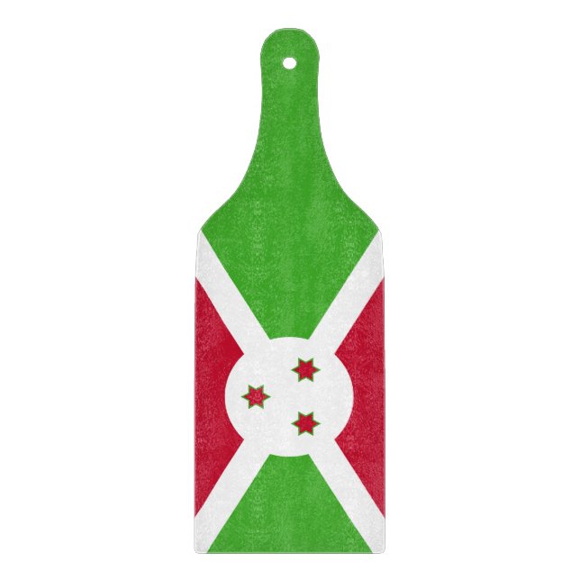 Glass cutting board paddle with flag of Burundi (Front)