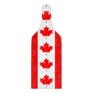 Glass cutting board paddle with flag of Canada