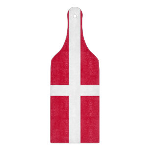 Glass cutting board paddle with flag of Denmark