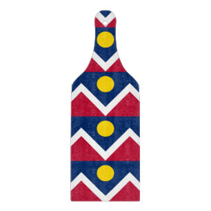 Glass cutting board paddle with flag of Denver