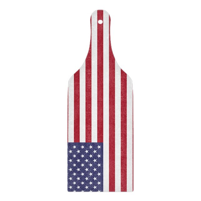 Glass cutting board paddle with flag of USA (Front)