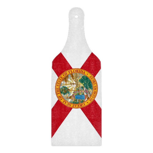 Glass cutting board paddle with Florida flag (Front)