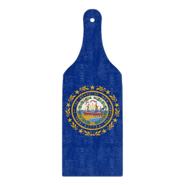 Glass cutting board paddle with New Hampshire flag (Front)